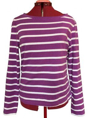 F&F Blue | Purple & White Striped Long Sleeve Tee - Size 14 - NWT